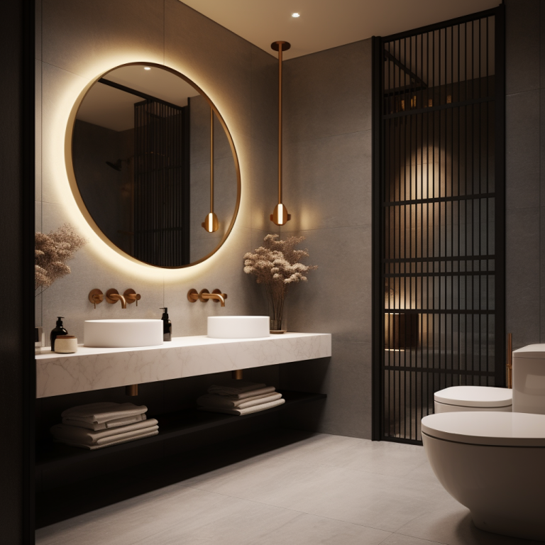 bagno moderno con rubinetteria a parete